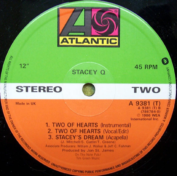 Stacey Q : Two Of Hearts (European Mix) (12")