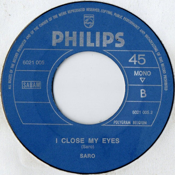 Saro (5) : For Your Love (7", Single, Mono)