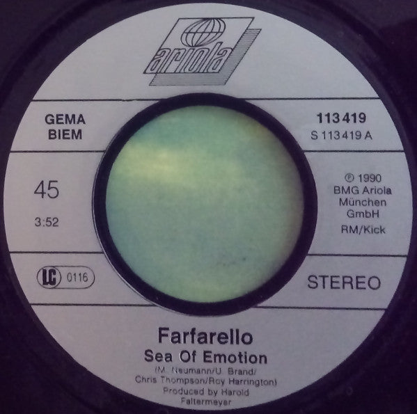 Farfarello featuring Chris Thompson : Sea Of Emotion (7", Single, Gat)