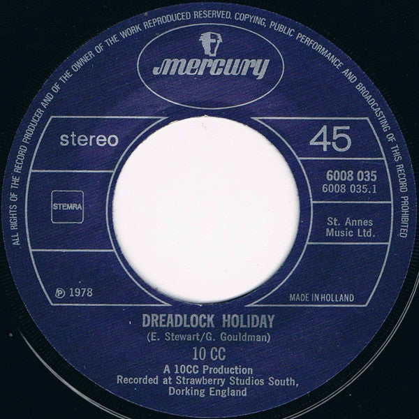 10cc : Dreadlock Holiday (7", Single)