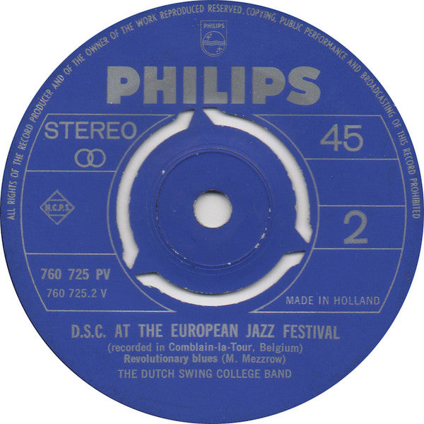 The Dutch Swing College Band : D.S.C. At The European Jazz Festival  (7", EP, Mono)