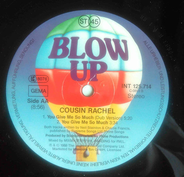 Cousin Rachel : You Give Me So Much (12", Maxi)