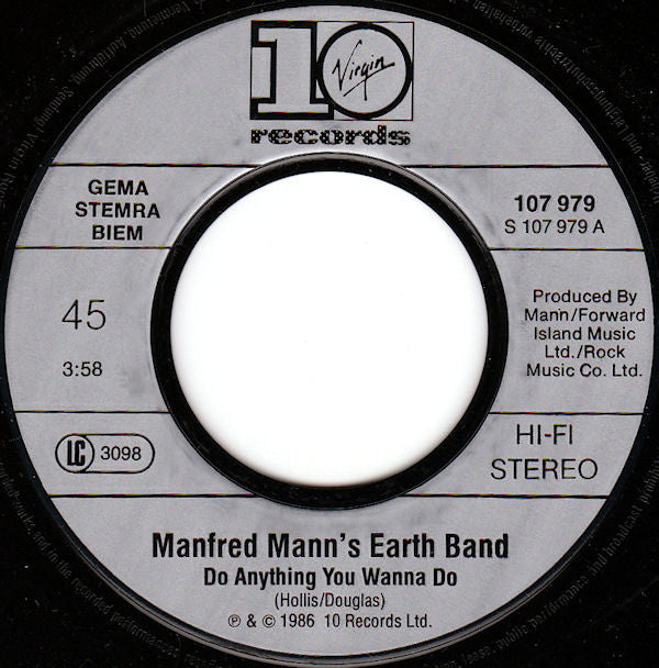 Manfred Mann's Earth Band With Chris Thompson : Do Anything You Wanna Do (7", Single)