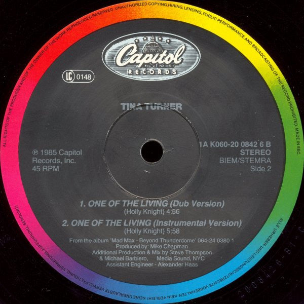 Tina Turner : One Of The Living (Special Club Mix) (12", Single)