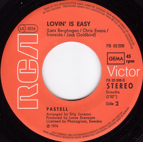 Pastell (2) : Sentimental Song / Lovin' Is Easy (7", Single)