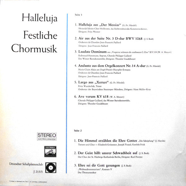 Various : Halleluja Festliche Chormusik (LP, Club)