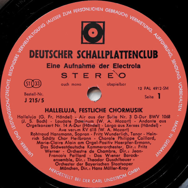 Various : Halleluja Festliche Chormusik (LP, Club)