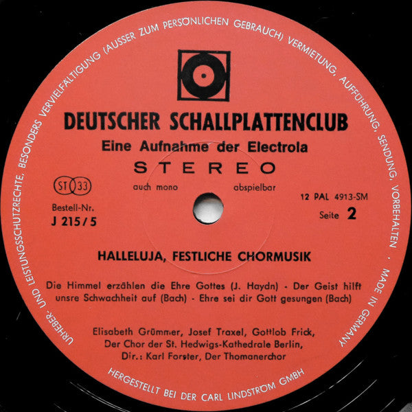 Various : Halleluja Festliche Chormusik (LP, Club)