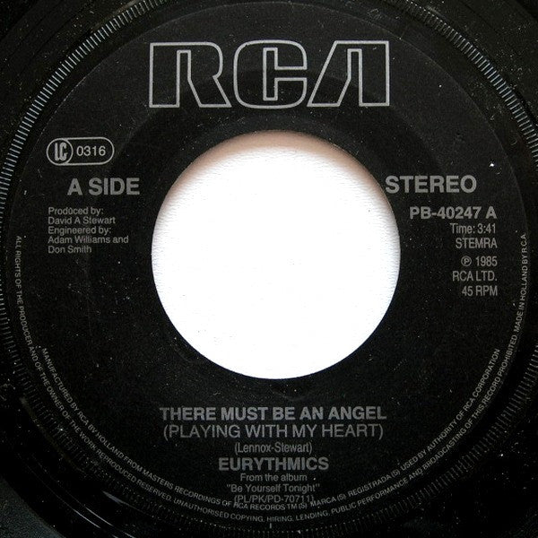 Eurythmics : There Must Be An Angel (Playing With My Heart) (7", Single)