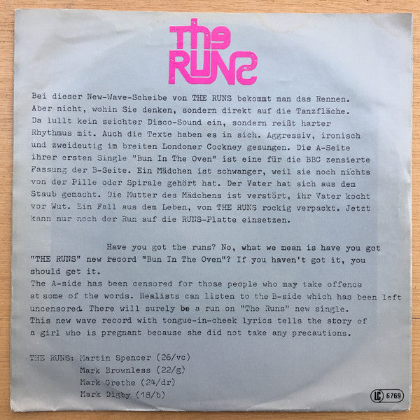 The Runs (2) : Bun In The Oven (7")