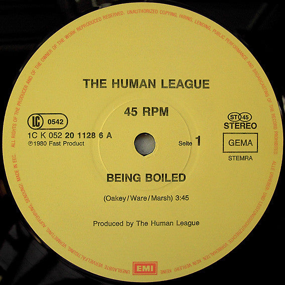 The Human League : Being Boiled / Circus Of Death (12", Maxi, RE)