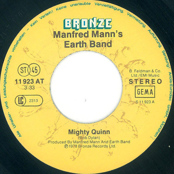 Manfred Mann's Earth Band : Mighty Quinn (7", Single)