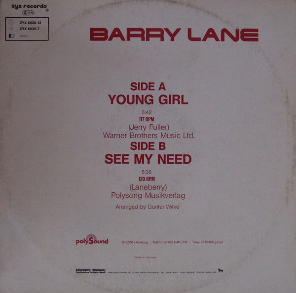 Barry Lane : Young Girl (12", Maxi)