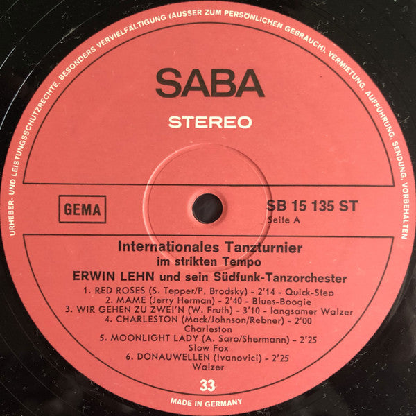 Erwin Lehn Und Sein Südfunk Tanzorchester : Internationales Tanzturnier Im Strikten Tempo (LP, Album)