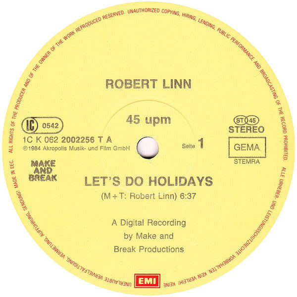 Robert Linn : Let's Do Holidays (12", Maxi)