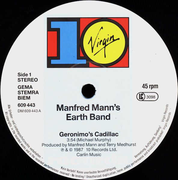 Manfred Mann's Earth Band : Geronimo's Cadillac (12", Maxi)