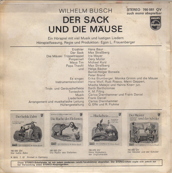 Egon L. Frauenberger Nach Wilhelm Busch : Der Sack Und Die Mäuse (7", EP)