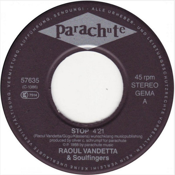 Raoul Vandetta & Soulfingers : Stop (7", Single)