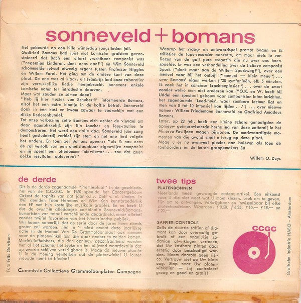 Wim Sonneveld + Godfried Bomans : Premieplaat 1962 (7", Single, 3-P)