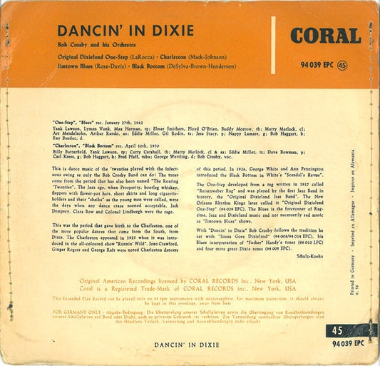 Bob Crosby And His Orchestra : Dancin' In Dixie (7", EP)