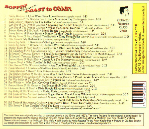 Various : Boppin' Acetates Coast To Coast  (CD, Comp)