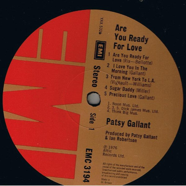 Patsy Gallant : Are You Ready For Love (LP, Album)