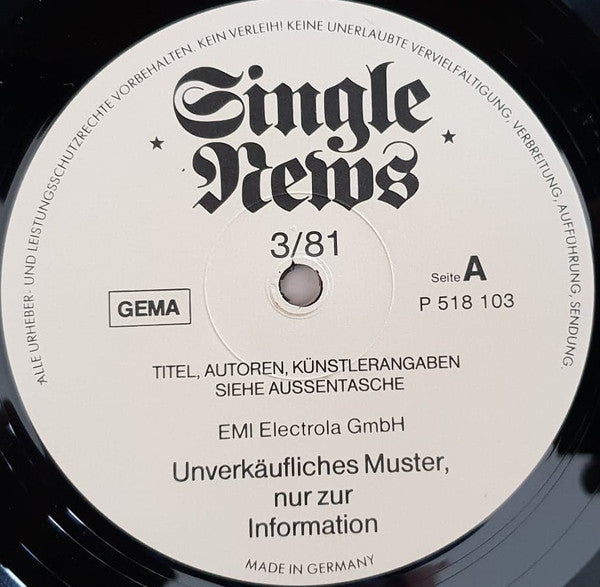 Various : Single News 3+4'81 (LP, Comp, Promo)