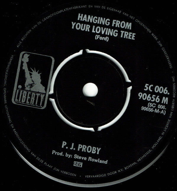 P.J. Proby : Hanging From Your Loving Tree / Empty Bottles (7", Single)