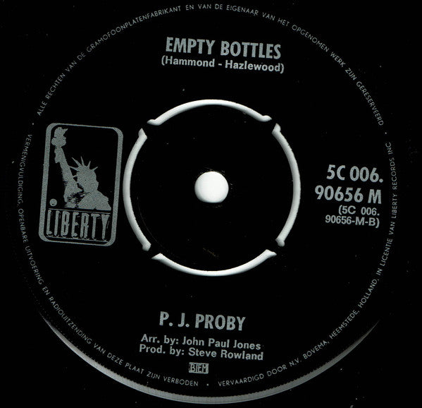 P.J. Proby : Hanging From Your Loving Tree / Empty Bottles (7", Single)