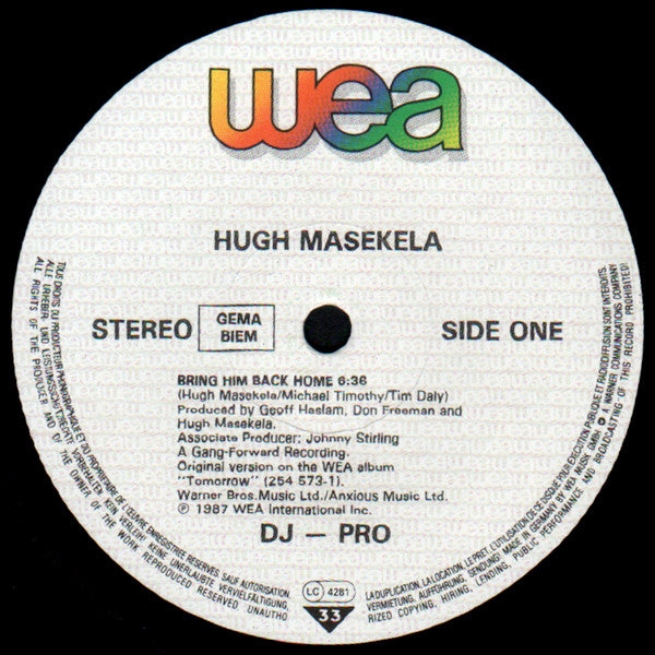 Hugh Masekela : Bring Him Back Home (12", Promo)