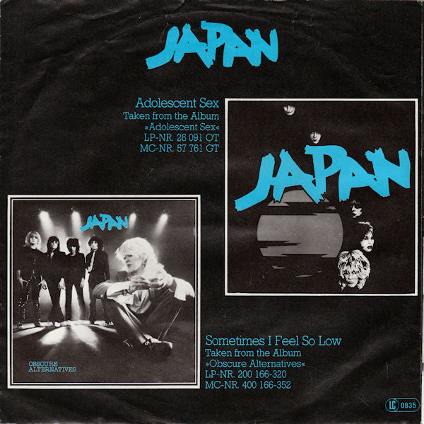 Japan : Adolescent Sex (7", Single)