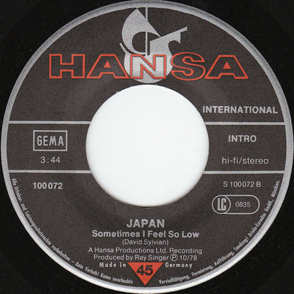 Japan : Adolescent Sex (7", Single)