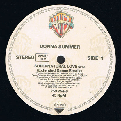 Donna Summer : Supernatural Love B/W Suzanna (12", Maxi)