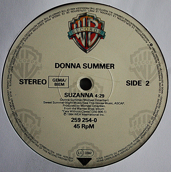 Donna Summer : Supernatural Love B/W Suzanna (12", Maxi)