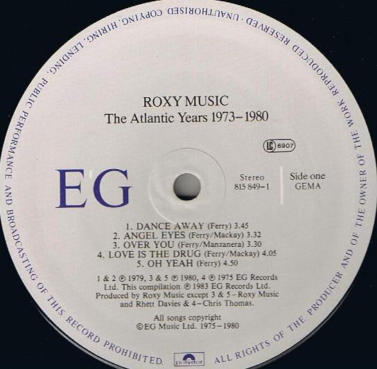 Roxy Music : The Atlantic Years 1973 - 1980 (LP, Comp)