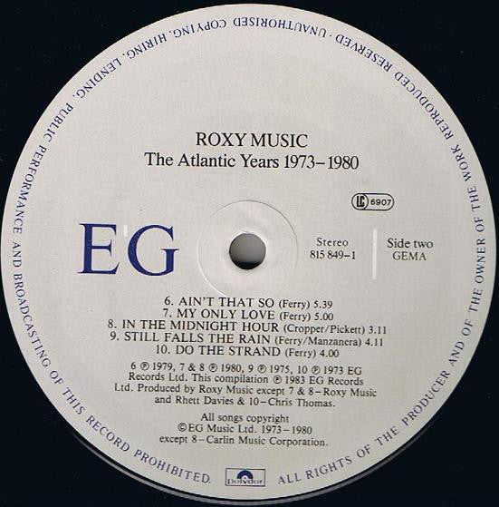 Roxy Music : The Atlantic Years 1973 - 1980 (LP, Comp)