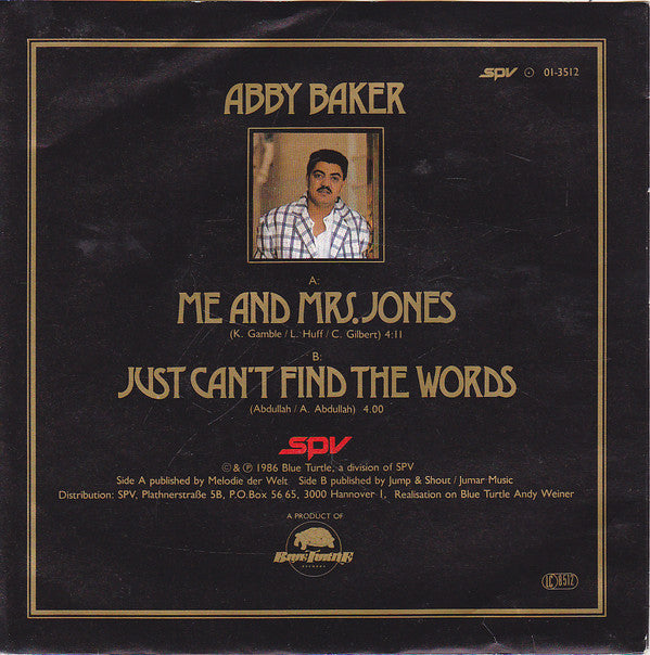 Abby Baker : Me And Mrs Jones  (7", Single)