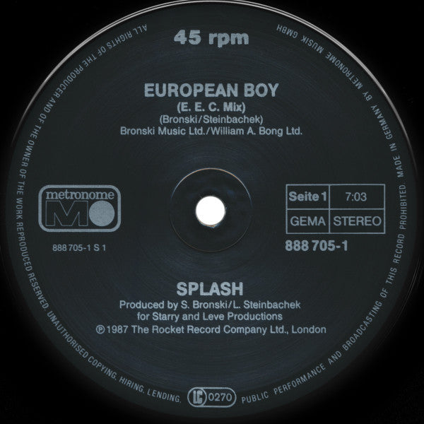 Splash (15) : European Boy (12")