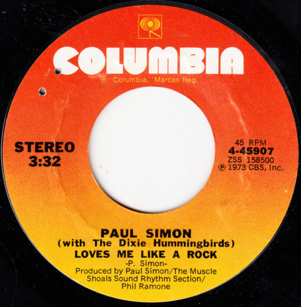 Paul Simon With The Dixie Hummingbirds : Loves Me Like A Rock (7", Single, Styrene, Pit)