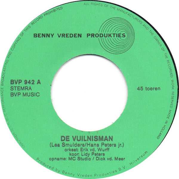 Unknown Artist / Irene Poorter : de Vuilnisman / de Beer Was Kwijt (7")