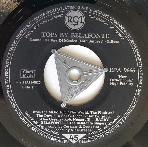 Harry Belafonte : Tops By Belafonte (7", EP, Comp)