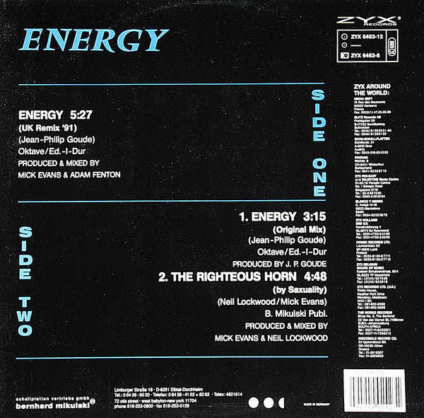 Beautiful Ballet : Energy (UK Remix '91) (12", Maxi)