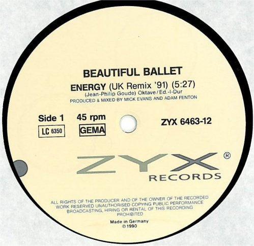 Beautiful Ballet : Energy (UK Remix '91) (12", Maxi)