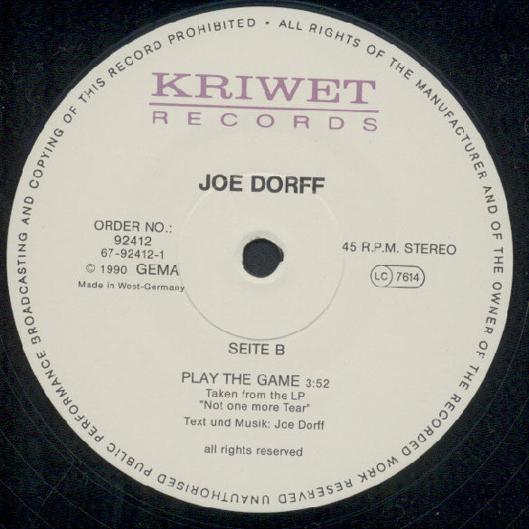 Joe Dorff : Close To Me (12")