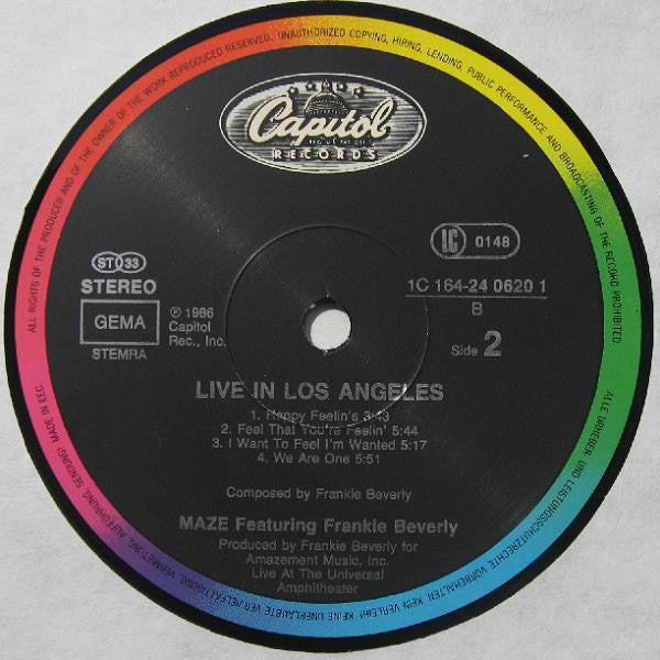 Maze Featuring Frankie Beverly : Live In Los Angeles (2xLP, Album, DMM)