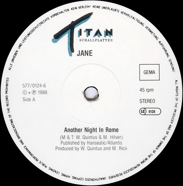 Jane (15) : Another Night In Rome (12", Maxi)