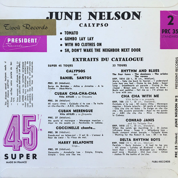 June Nelson (2) : June Nelson Sings Calypso (7", EP)