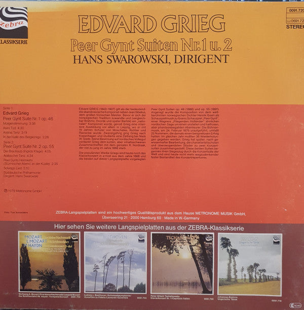 Hans Swarowsky (2), Süddeutsche Philharmonie, Edvard Grieg : Peer Gynt Suiten Nr. 1 u. 2 (LP, Album)