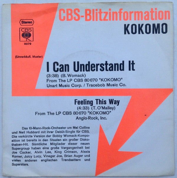 Kokomo : I Can Understand It / Feeling This Way (7", Single, Promo)