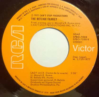 The Ritchie Family : Life Is Music (La Vida Es Música (7", Single)